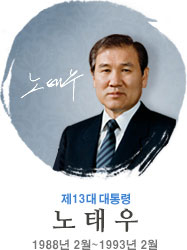 노태우 제13대 대통령의 공식 초상 사진 (출처: 대통령기록관)