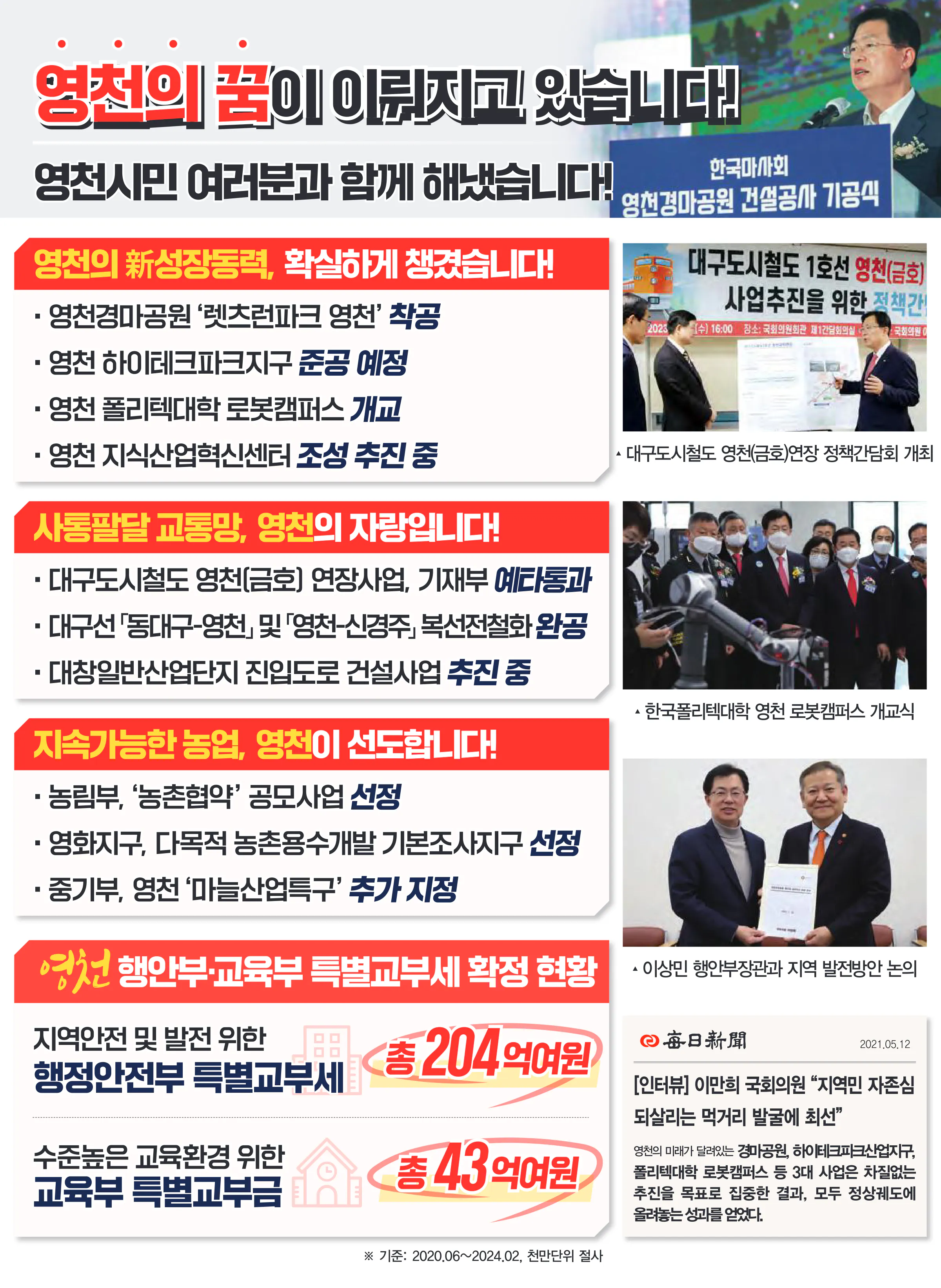 이만희 후보 (경북 영천시청도군) 2024년 제22대 국회의원선거 선거공보 3면